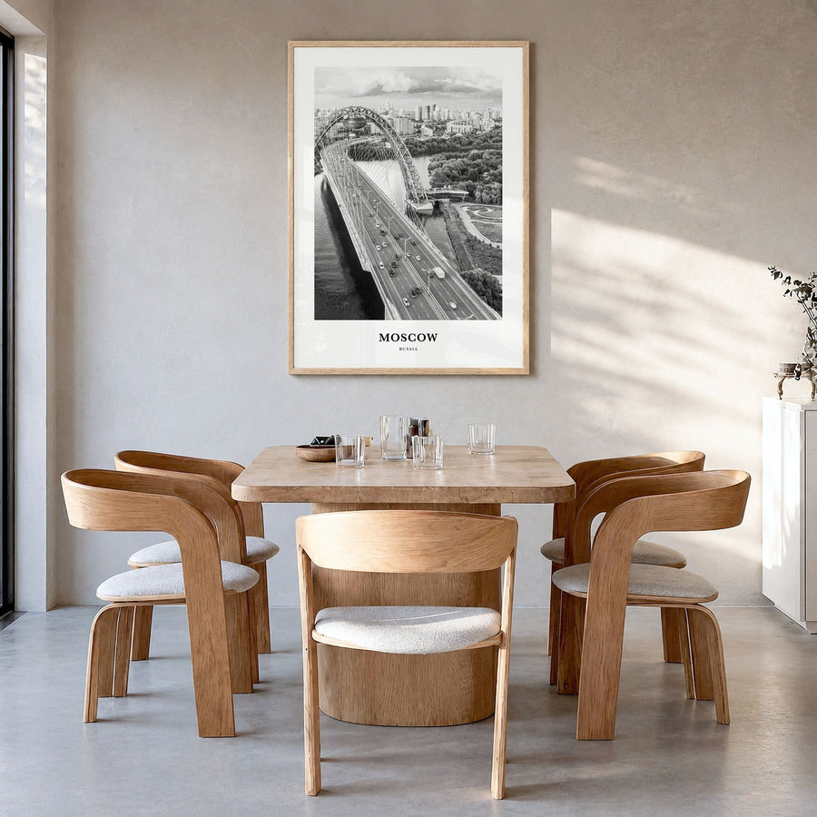 Moscow, Russia Classic No 1 Poster in a natural wood frame, hanging in a dining room