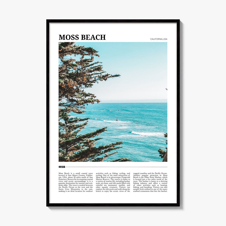 Moss Beach Travel Poster, framed poster mockup