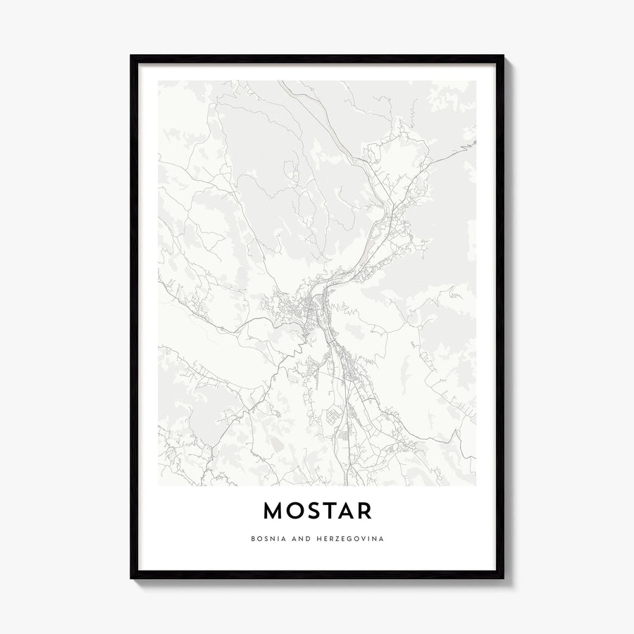 Mostar Map Poster, framed poster mockup