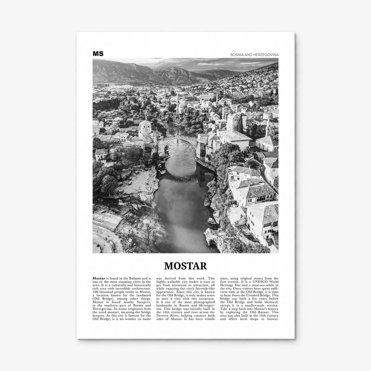 Mostar Newspaper Poster, print only (unframed)