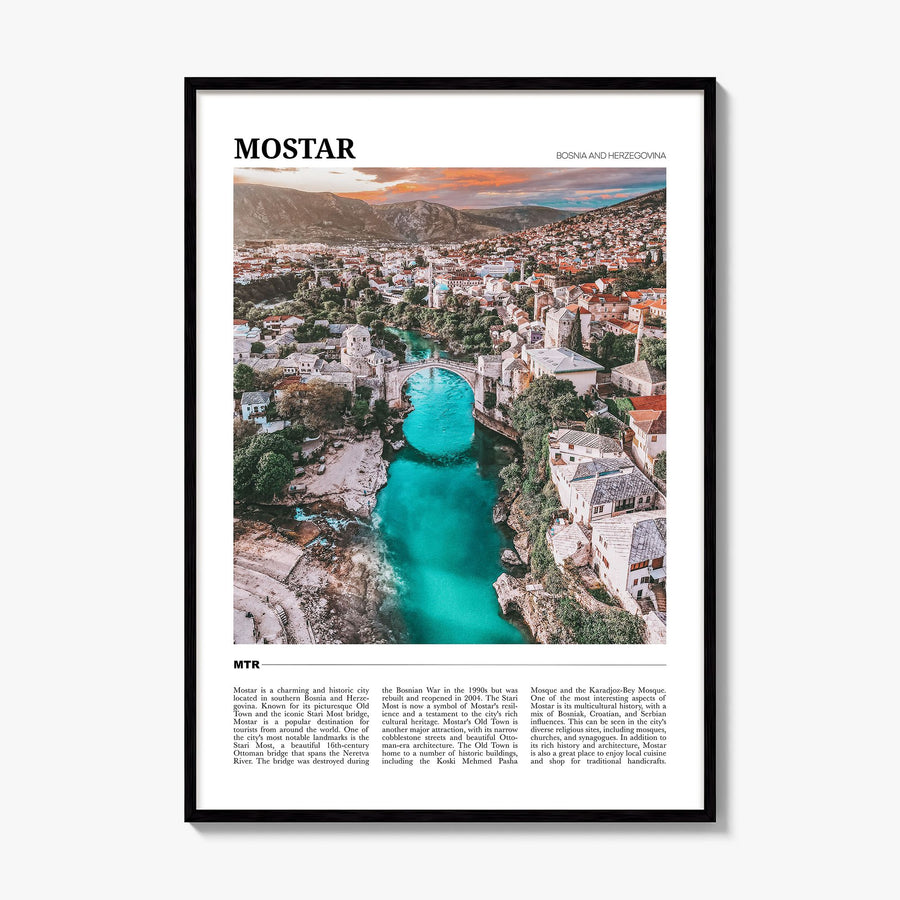 Mostar Travel Poster, framed poster mockup