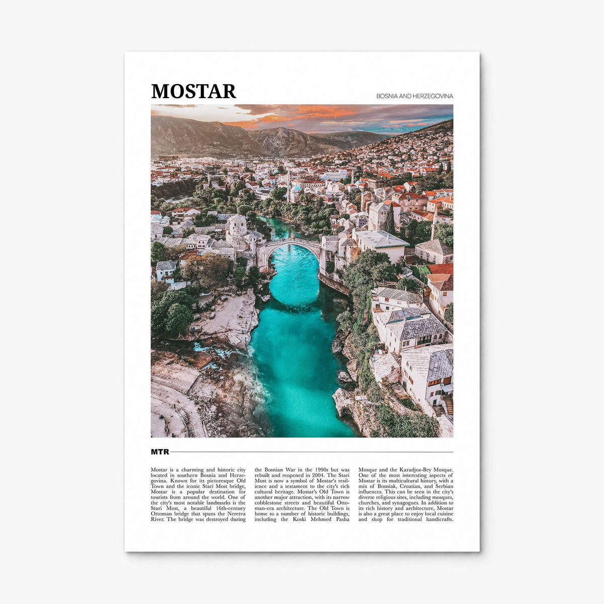 Mostar Travel Poster, print only (unframed)