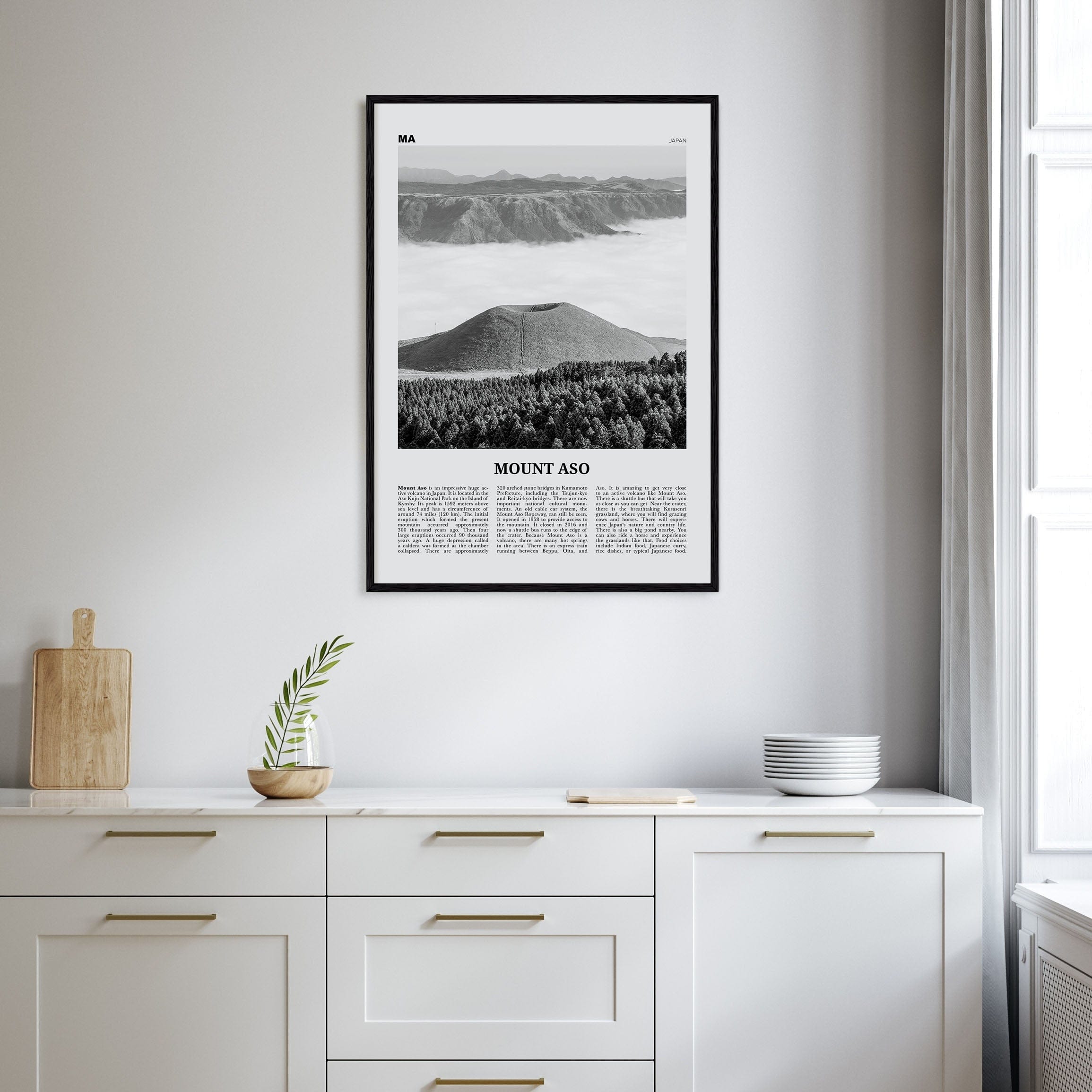 Mount Aso Poster Nbourhood Travel B&W Poster