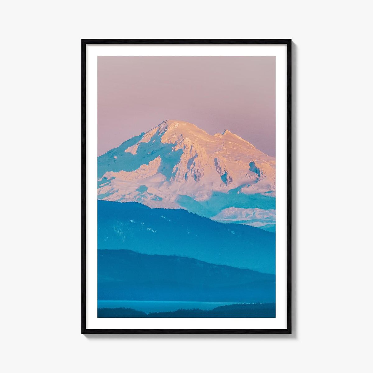 Mount Baker colorful photo poster of Washington, USA – vertical wall art, unframed print shown in interior mockup