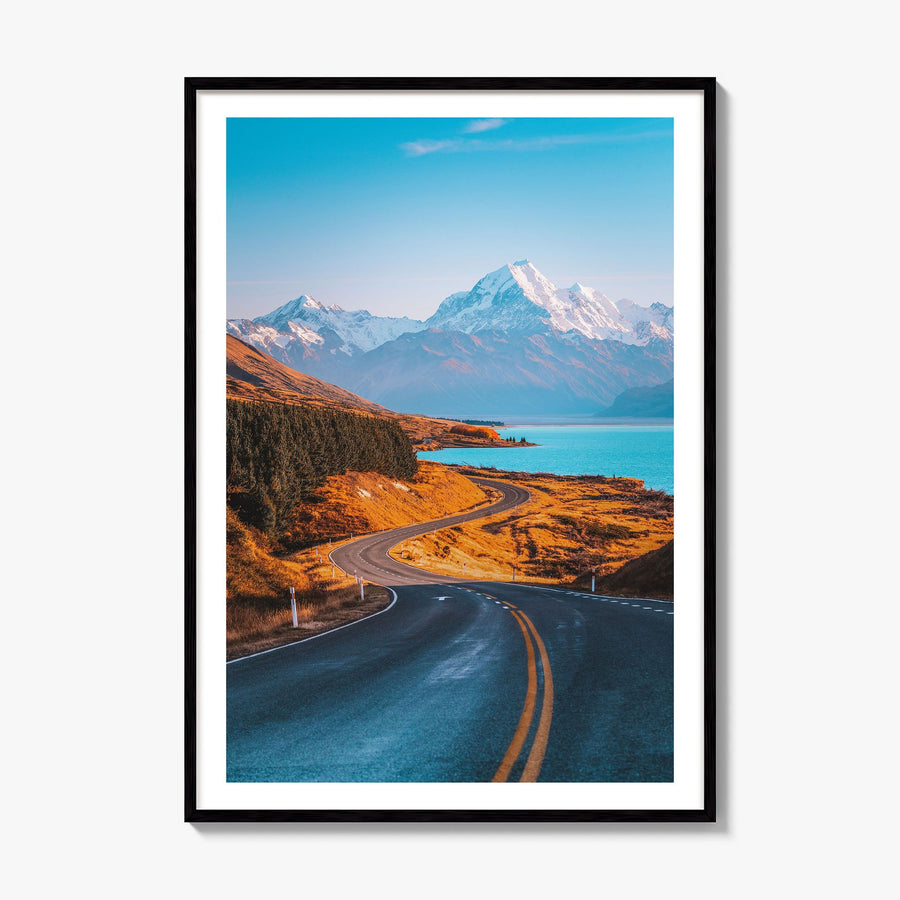 Mount Cook Photo Poster, framed poster mockup, white border