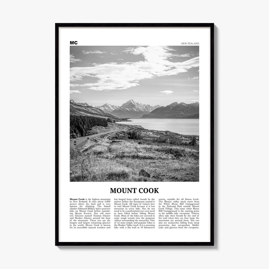 Mount Cook Newspaper Poster, framed poster mockup