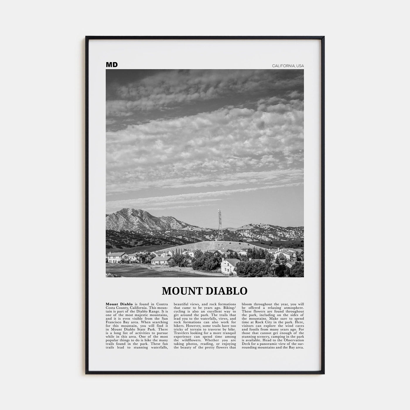 Mount Diablo Poster None / 8x12 in Nbourhood Travel B&W Poster