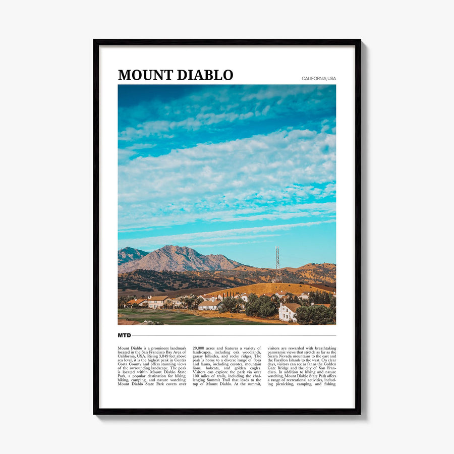 Mount Diablo Travel Poster, framed poster mockup