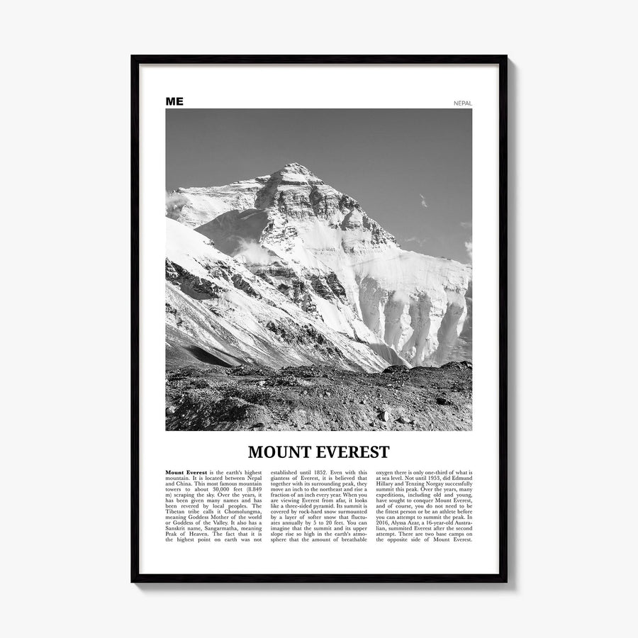 Mount Everest Newspaper Poster, framed poster mockup