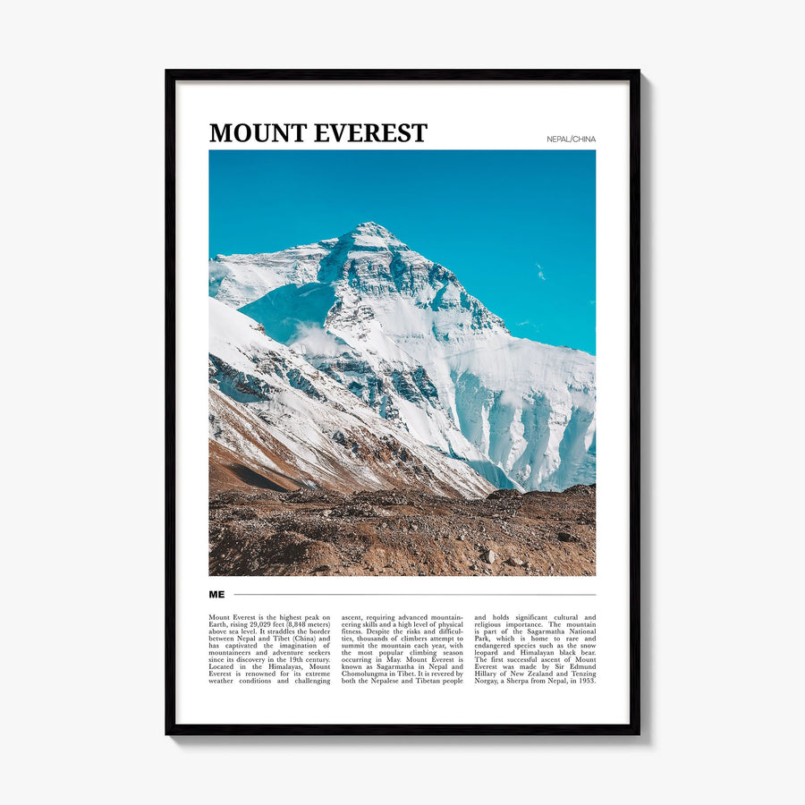 Mount Everest Travel Poster, framed poster mockup