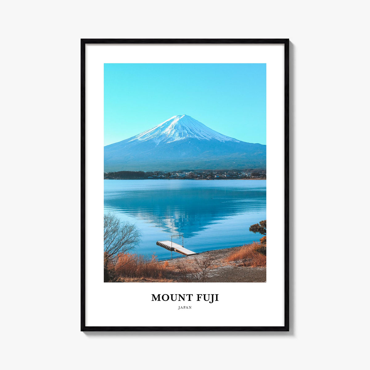 Mount Fuji colorful classic poster of Japan – vertical wall art, unframed print shown in interior mockup