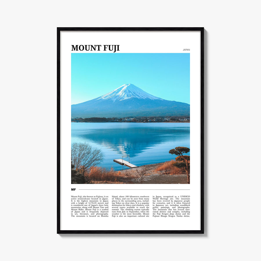 Mount Fuji colorful travel poster of Japan – vertical wall art, unframed print shown in interior mockup