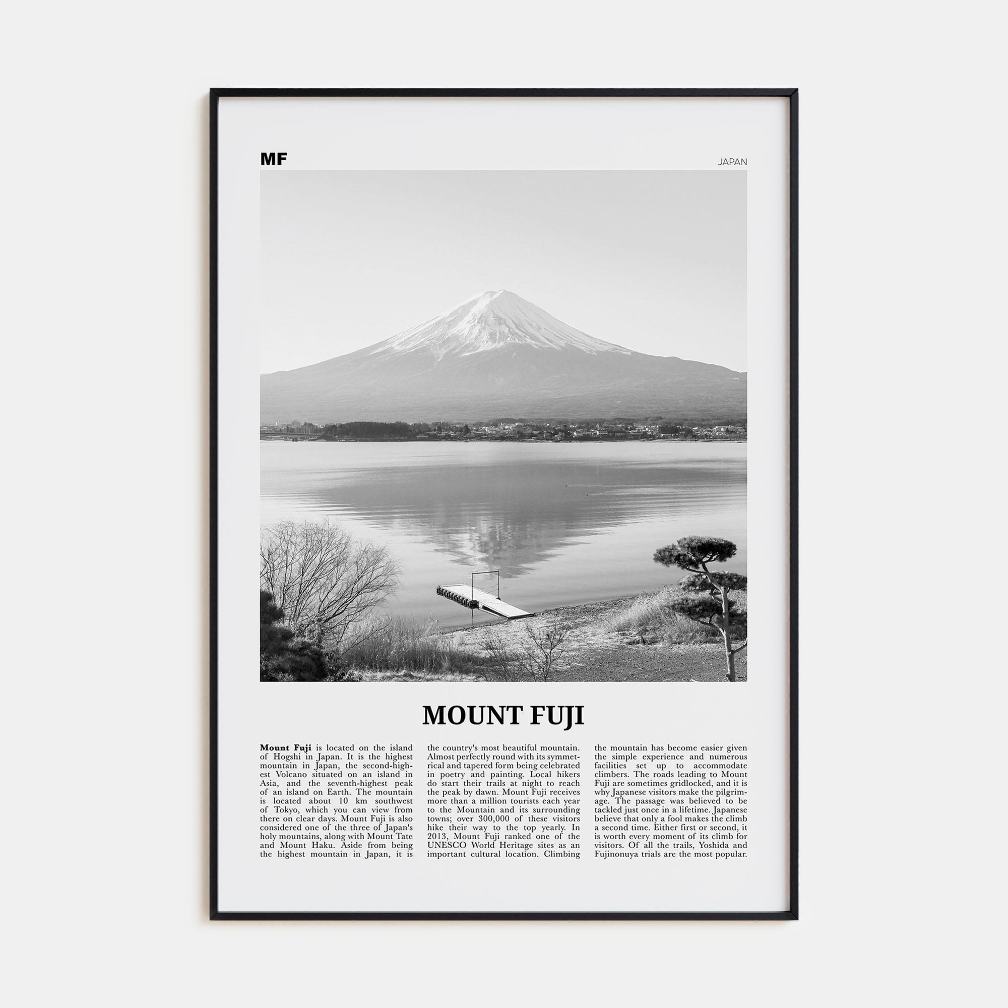 Mount Fuji Poster None / 8x12 in Nbourhood Travel B&W Poster