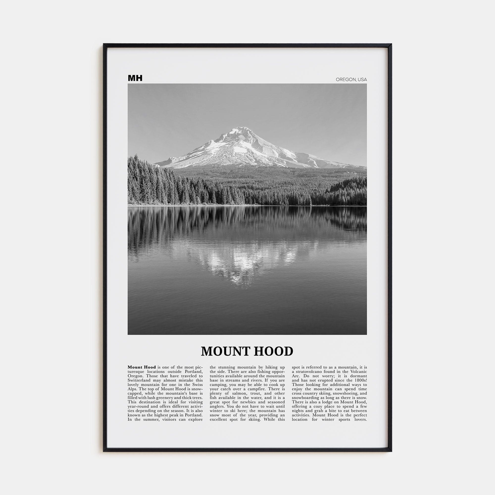 Mount Hood Poster None / 8x12 in Nbourhood Travel B&W Poster