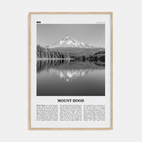 Mount Hood Poster Natural Wood / 8x12 in Nbourhood Travel B&W Poster