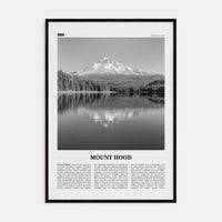 Mount Hood Poster Black Wood / 8x12 in Nbourhood Travel B&W Poster