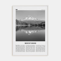 Mount Hood Poster White Wood / 8x12 in Nbourhood Travel B&W Poster