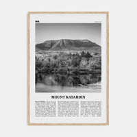 Mount Katahdin Poster Natural Wood / 8x12 in Nbourhood Travel B&W Poster