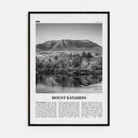 Mount Katahdin Poster Black Wood / 8x12 in Nbourhood Travel B&W Poster