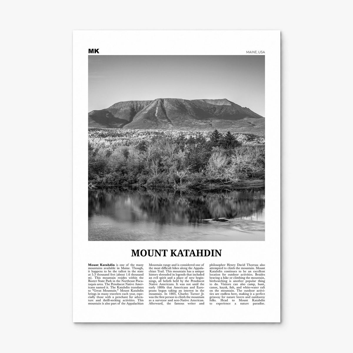 Mount Katahdin Newspaper Poster, print only (unframed)