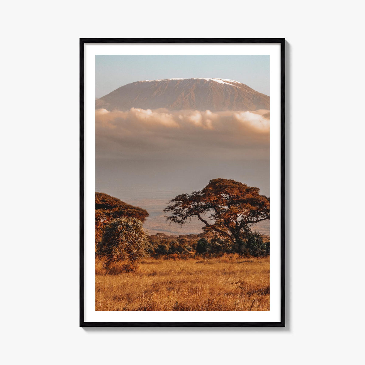 Mount Kilimanjaro no. 1 colorful photo poster of Tanzania – vertical wall art, unframed print shown in interior mockup