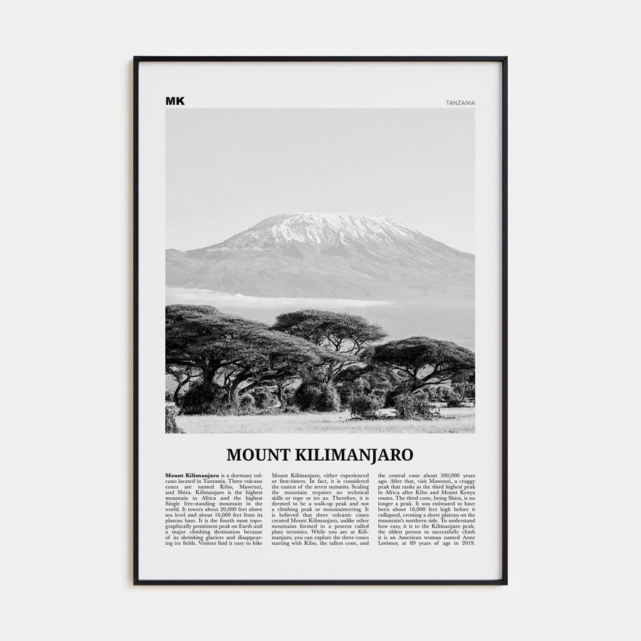 Mount Kilimanjaro Poster None / 8x12 in Nbourhood Travel B&W Poster