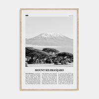 Mount Kilimanjaro Poster Natural Wood / 8x12 in Nbourhood Travel B&W Poster