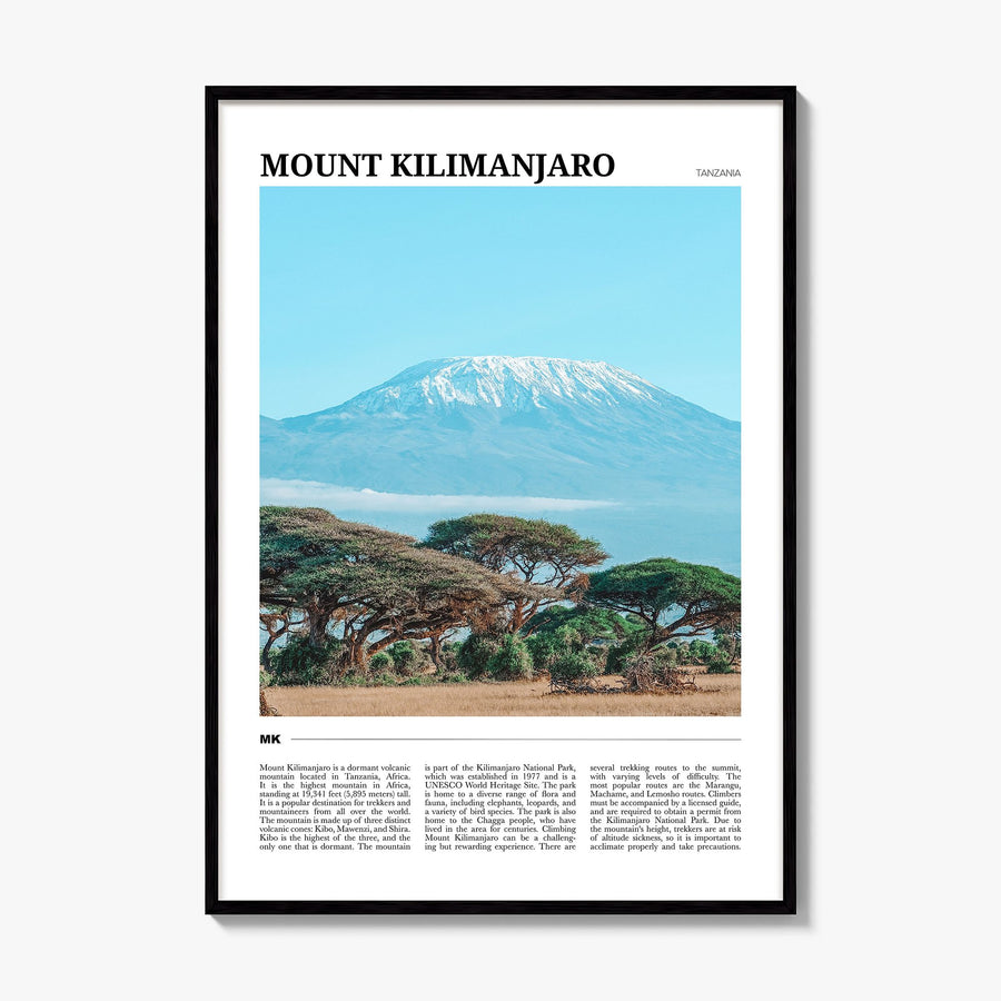 Mount Kilimanjaro Travel Poster, framed poster mockup