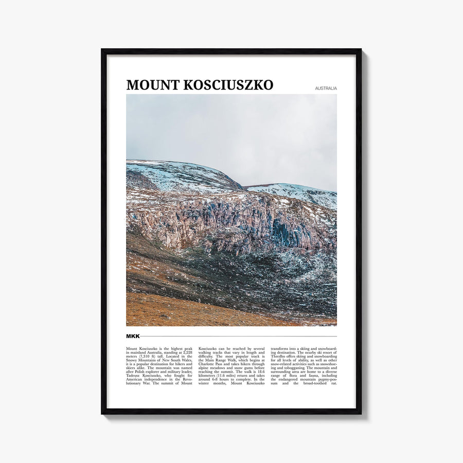 Mount Kosciuszko colorful travel poster of New South Wales, Australia – vertical wall art, unframed print shown in interior m