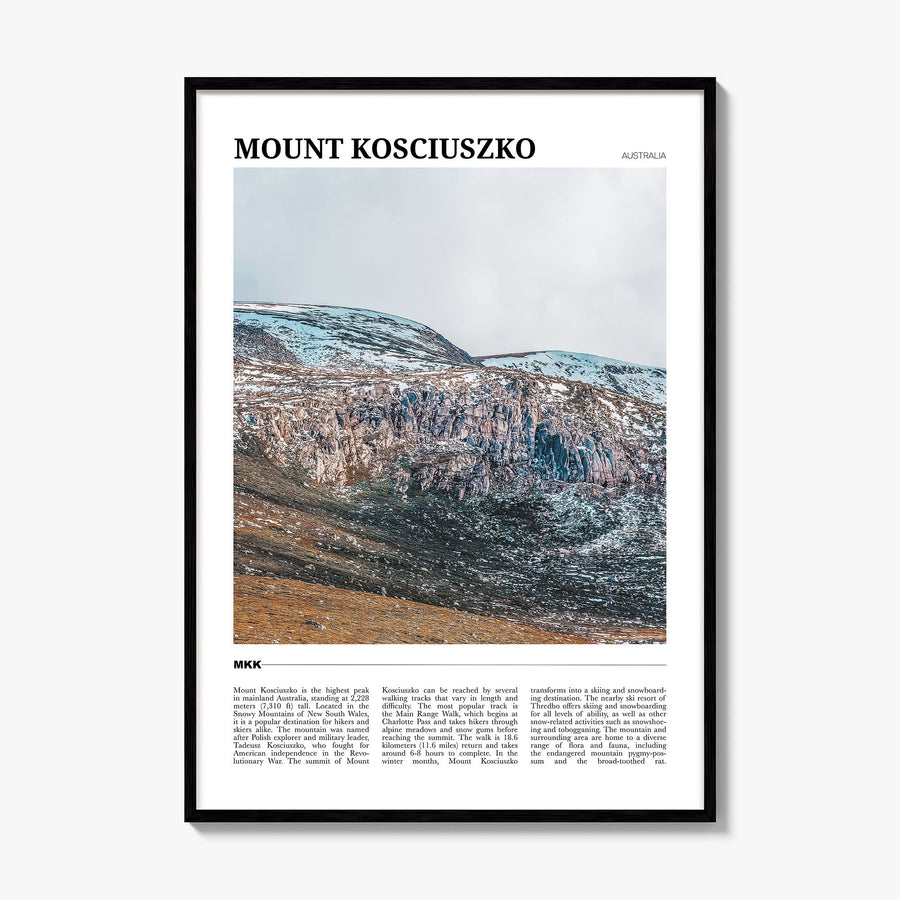 Mount Kosciuszko Travel Poster, framed poster mockup