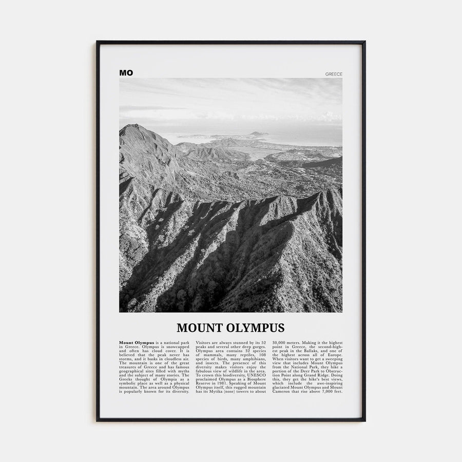 Mount Olympus Poster None / 8x12 in Nbourhood Travel B&W Poster