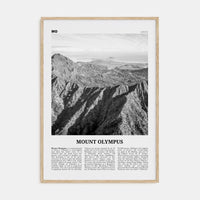 Mount Olympus Poster Natural Wood / 8x12 in Nbourhood Travel B&W Poster