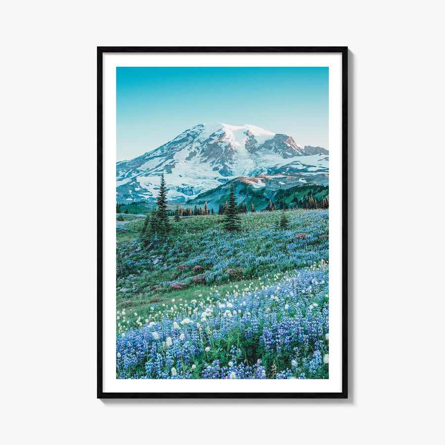 Mount Rainier no. 3 colorful photo poster of Washington, USA – vertical wall art, unframed print shown in interior mockup