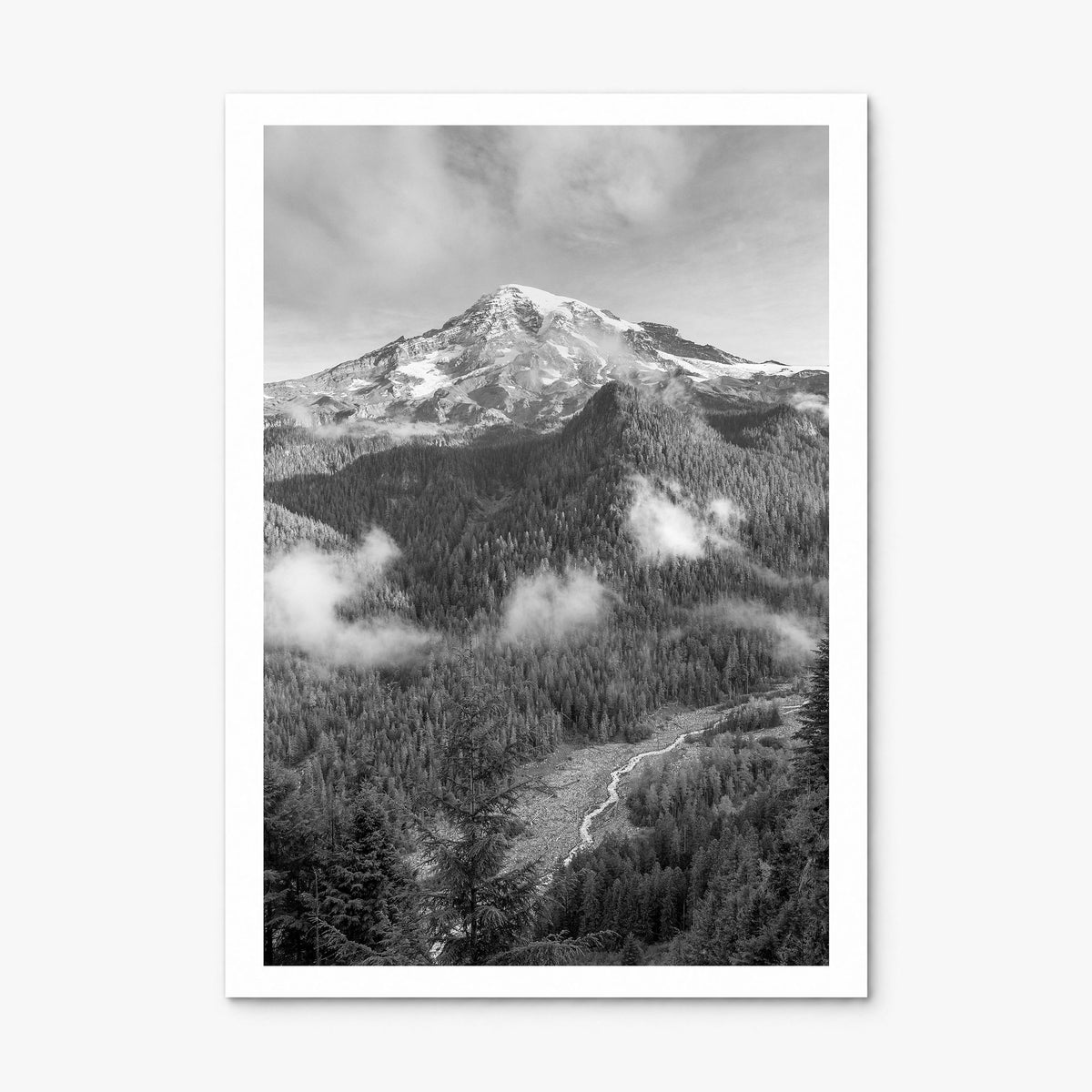 Mount Rainier Photo Poster, print only (unframed), white border
