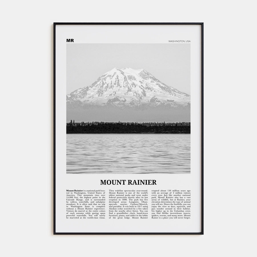 Mount Rainier Poster None / 8x12 in Nbourhood Travel B&W Poster