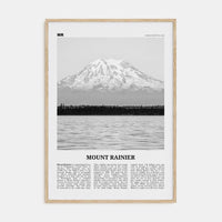 Mount Rainier Poster Natural Wood / 8x12 in Nbourhood Travel B&W Poster