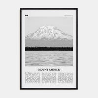 Mount Rainier Poster Black Wood / 8x12 in Nbourhood Travel B&W Poster