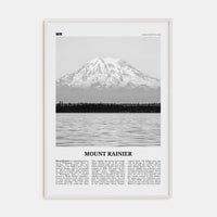 Mount Rainier Poster White Wood / 8x12 in Nbourhood Travel B&W Poster