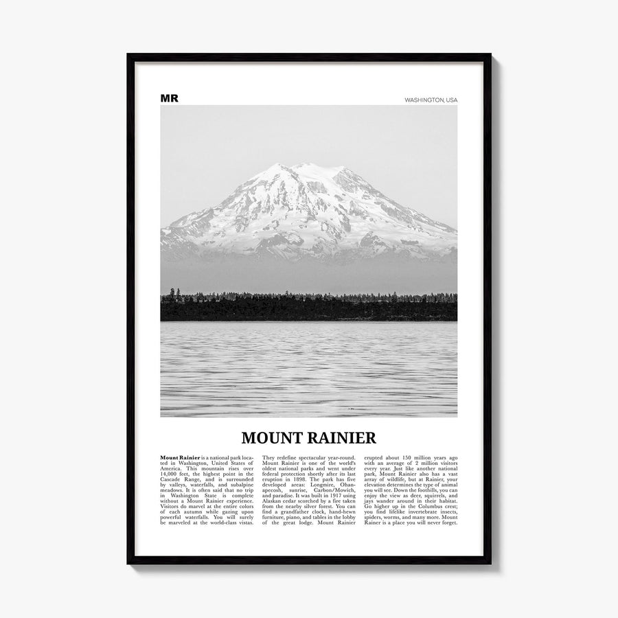 Mount Rainier Newspaper Poster, framed poster mockup
