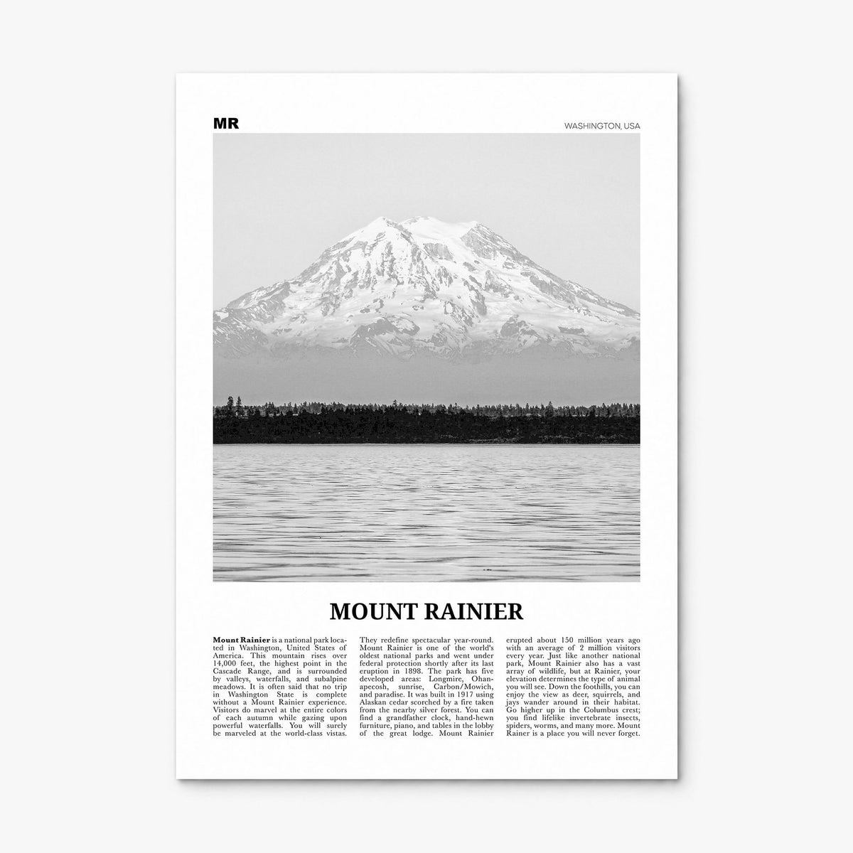 Mount Rainier Newspaper Poster, print only (unframed)