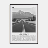 Mount Shasta Poster Black Metal / 8x12 in Nbourhood Travel B&W Poster