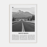 Mount Shasta Poster White Wood / 8x12 in Nbourhood Travel B&W Poster