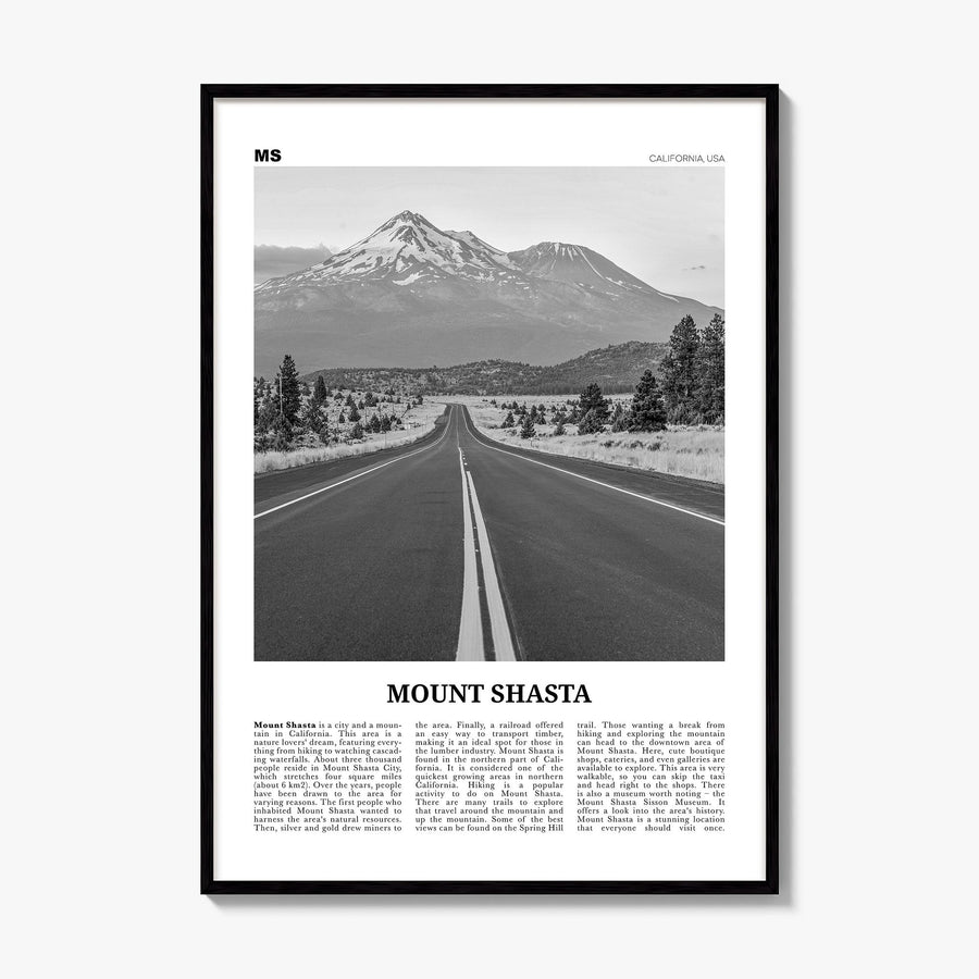 Mount Shasta Newspaper Poster, framed poster mockup