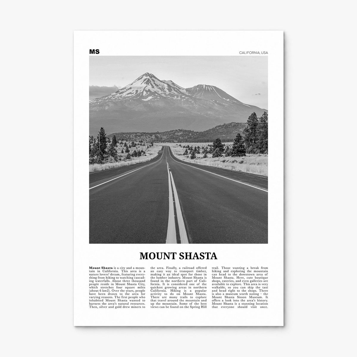 Mount Shasta Newspaper Poster, print only (unframed)