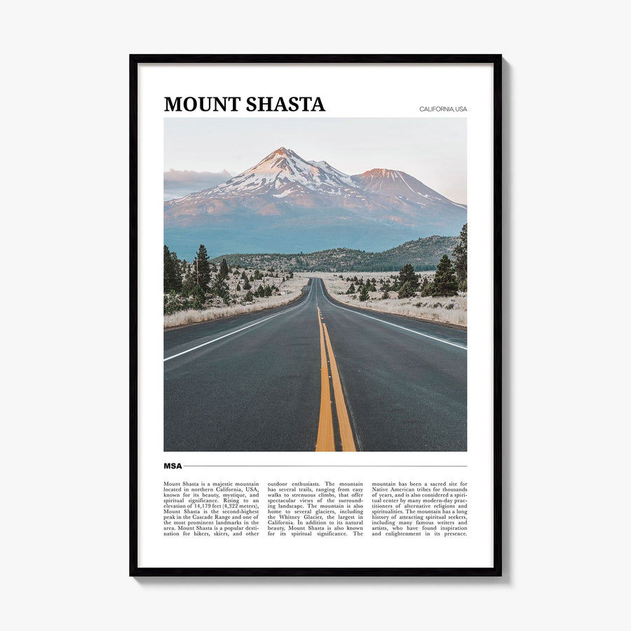 Mount Shasta Travel Poster, framed poster mockup