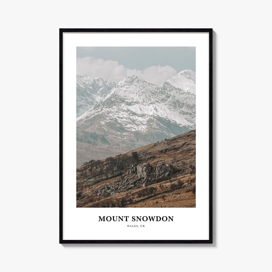 Mount Snowdon colorful classic poster of United Kingdom – vertical wall art, unframed print shown in interior mockup