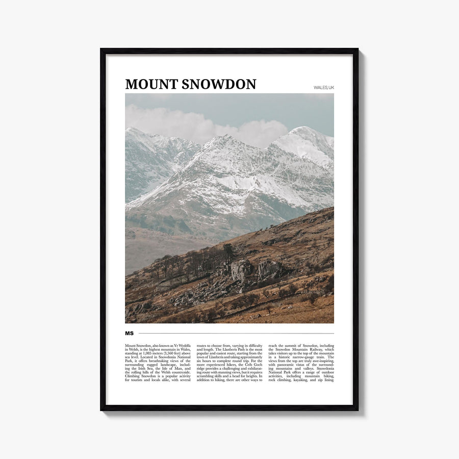 Mount Snowdon colorful travel poster of United Kingdom – vertical wall art, unframed print shown in interior mockup