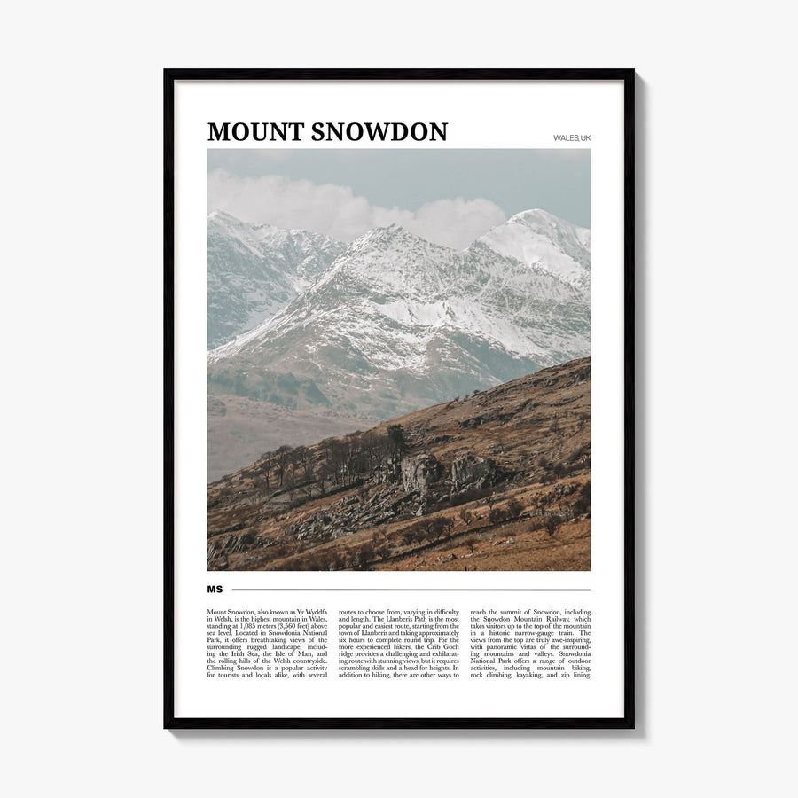Mount Snowdon Travel Poster, framed poster mockup
