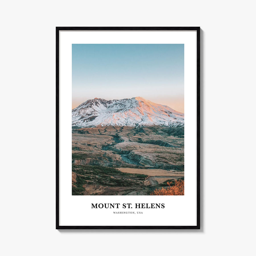 Mount St. Helens colorful classic poster of Washington, USA – vertical wall art, unframed print shown in interior mockup