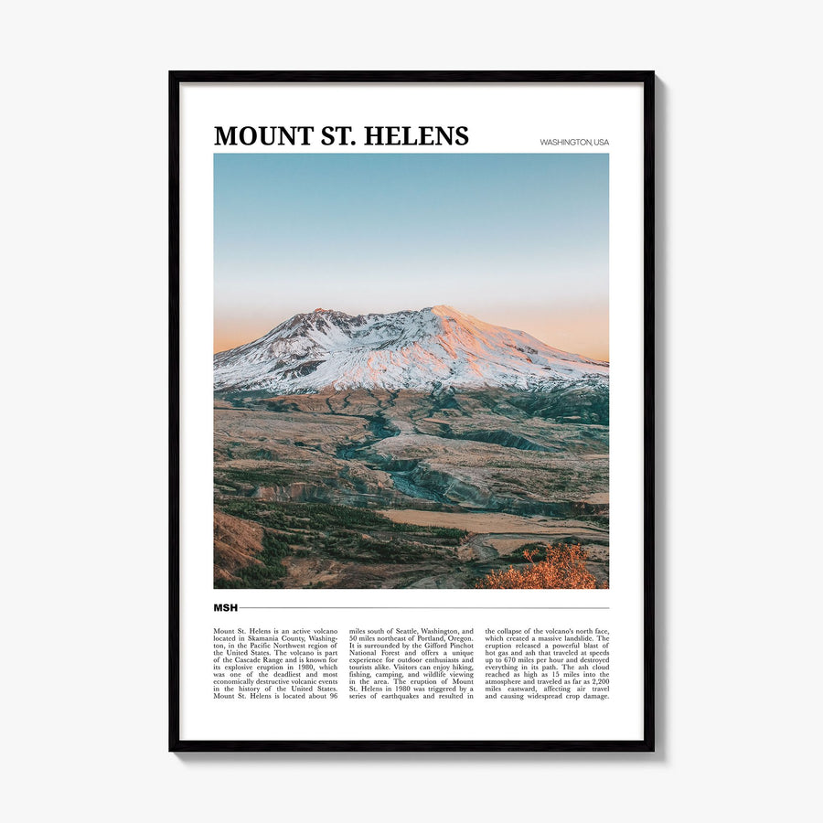 Mount St. Helens Travel Poster, framed poster mockup